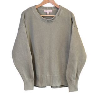 Philosophy Ladies Sage Green Size Large Knit L/S 100% Cotton Crewneck Sweater